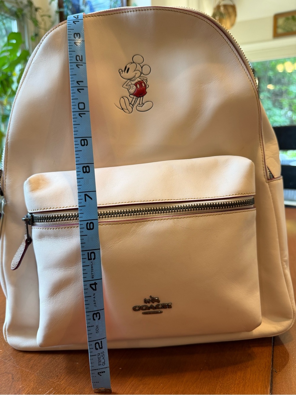 Coach x Disney Mickey Mouse Cream Leather Backpack - Picture 4 of 7